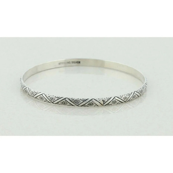 Sterling Silver Bangle Bracelet 8" inch Round 2 5/8" inch Diameter - Picture 6 of 6